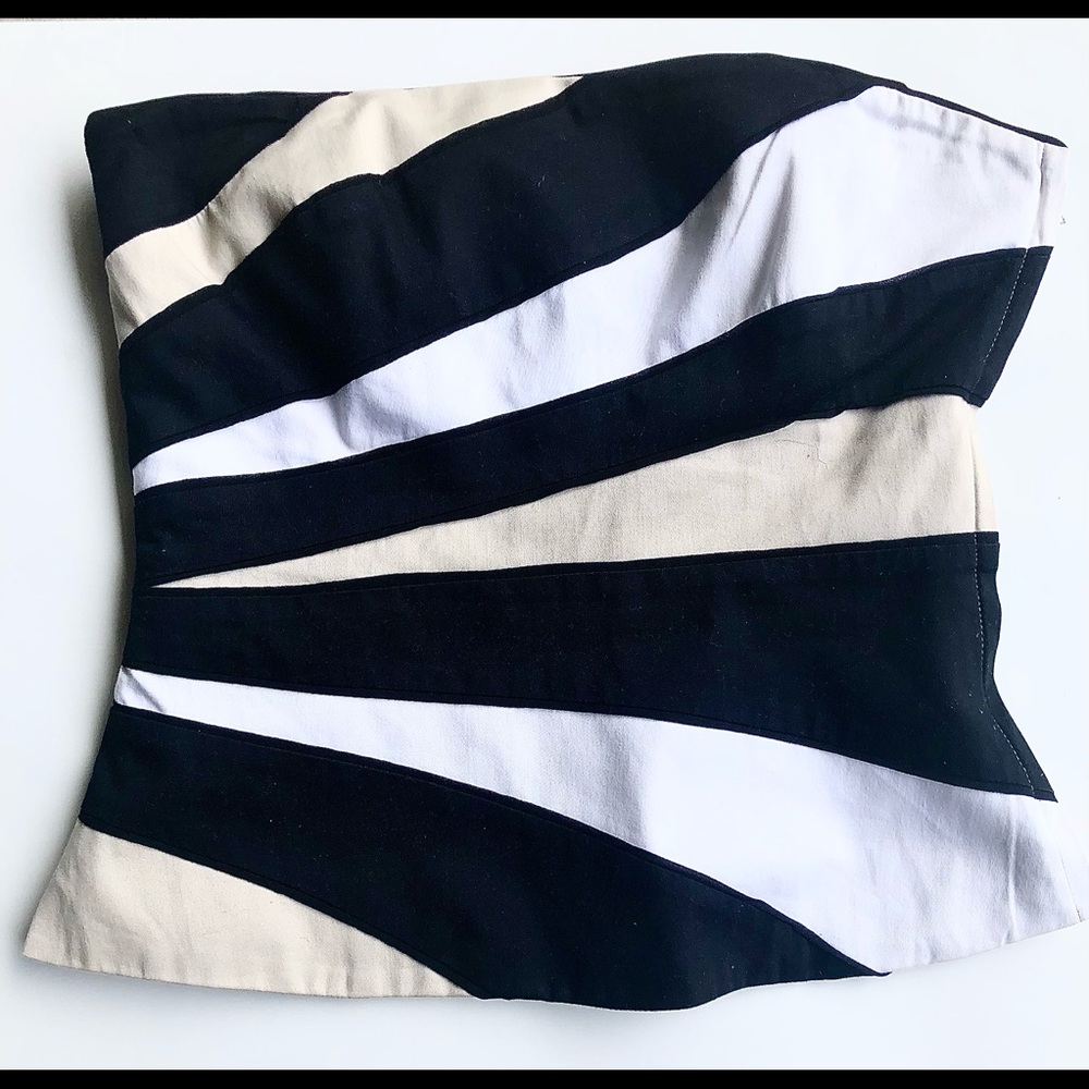 White House Black Market ( WHBM ), Dressy multi-white, blk, khaki, bustier Sz.6